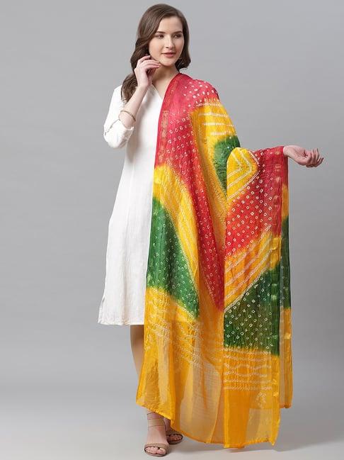 juniper mustard bandhani tie-dye shantoon dupatta for women