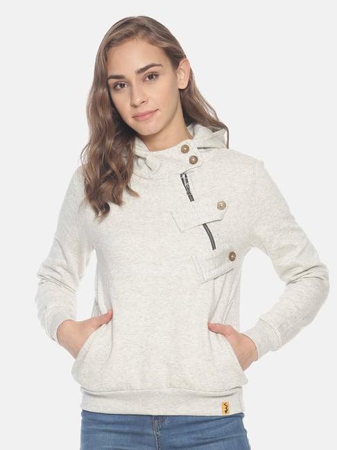 campus sutra light grey hooded jacket