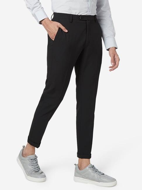 wes formals by westside black carrot fit trousers