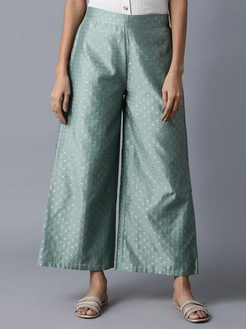 wishful mint green polka dots palazzos