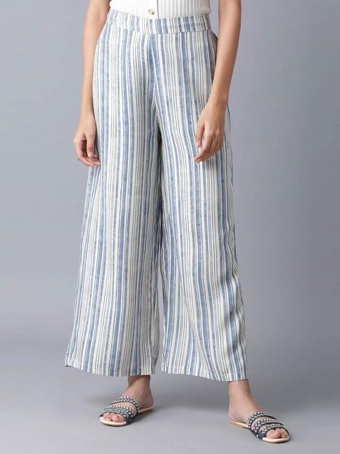 w blue stripes palazzos