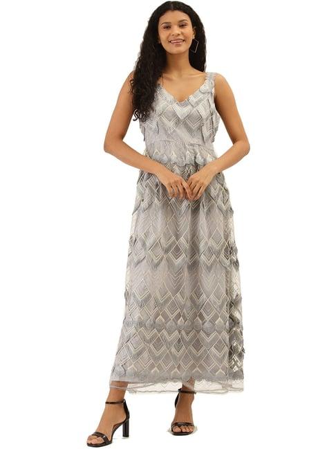 label ritu kumar grey embroidered maxi dress