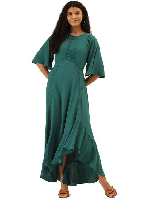 label ritu kumar green high-low dress