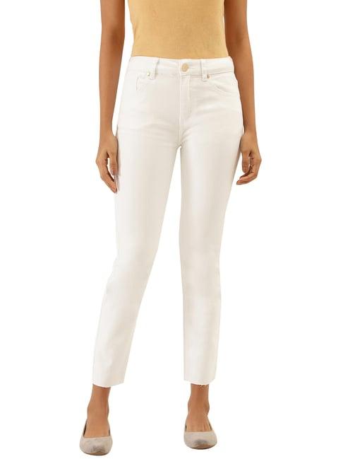 label ritu kumar white cotton printed jeans