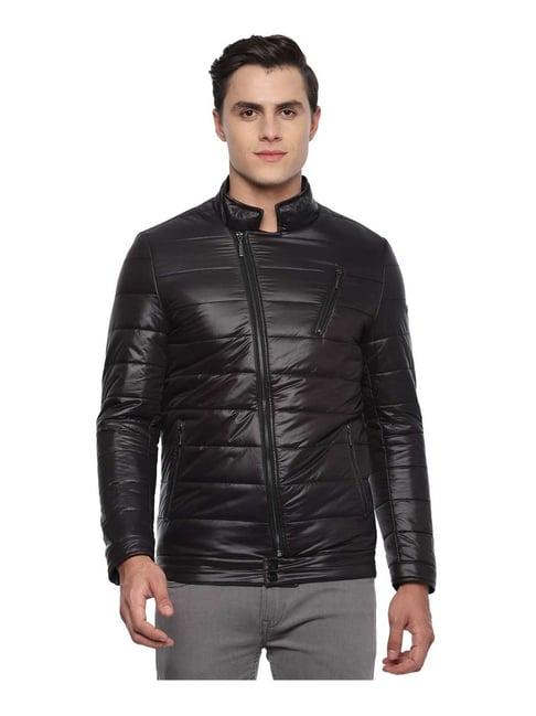 louis philippe jeans black regular fit quilted jacket