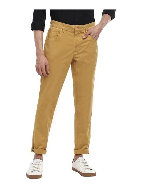 red chief mustard regular fit flat front trousers