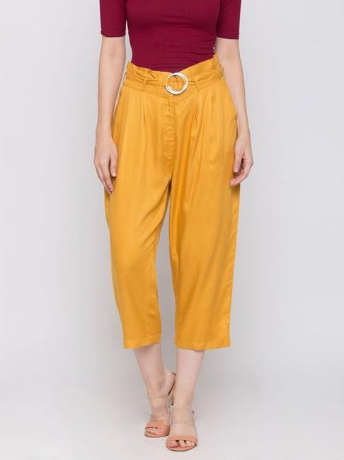 globus mustard regular fit pants