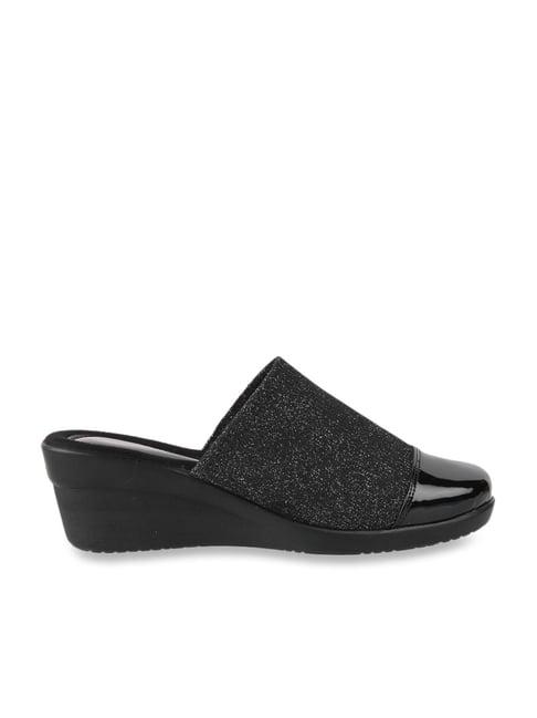 catwalk women's wall st black mule wedges