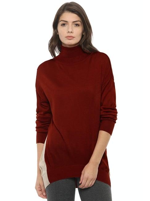 van heusen maroon regular fit sweater