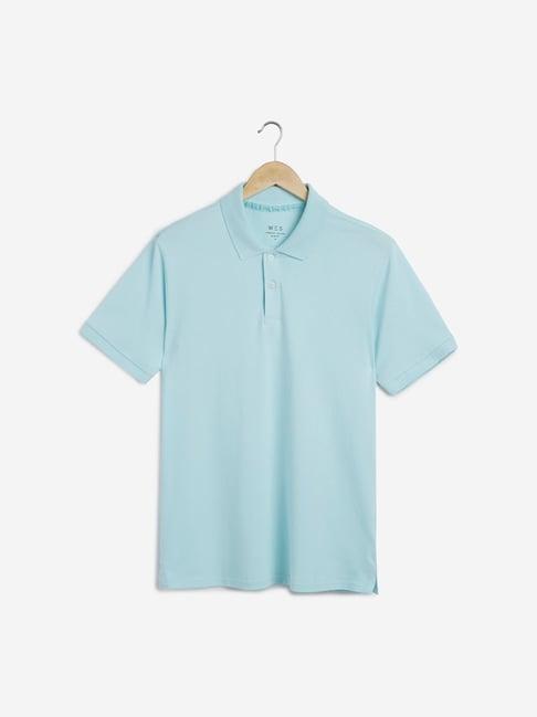 wes casuals by westside aqua slim fit polo t-shirt