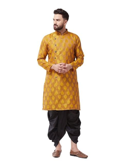 sojanya mustard & black self print kurta set