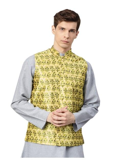 sojanya lime printed nehru jacket