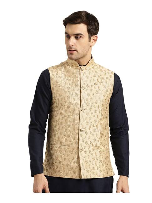 sojanya beige embroidered nehru jacket