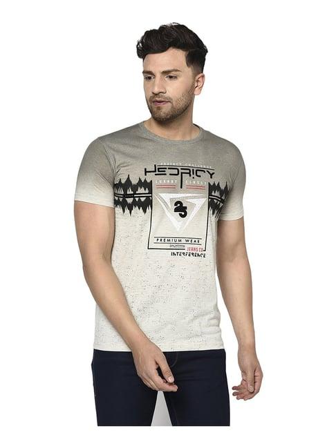 duke grey cotton regular fit printed t-shirt