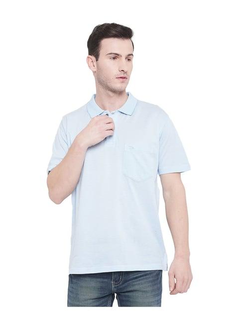 duke sky blue cotton regular fit polo t-shirt