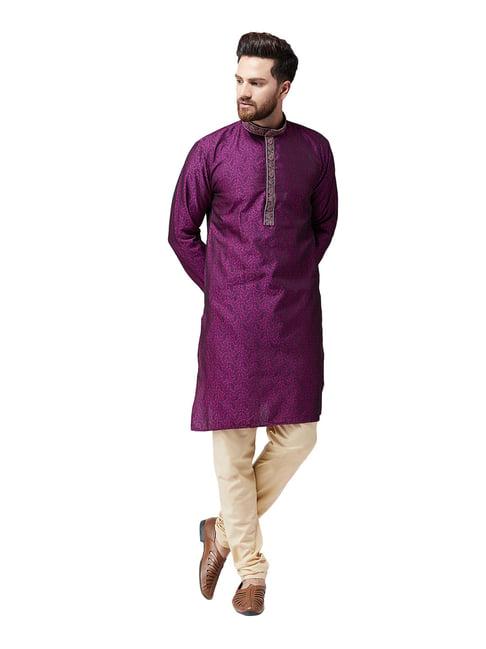 sojanya purple & beige textured kurta set