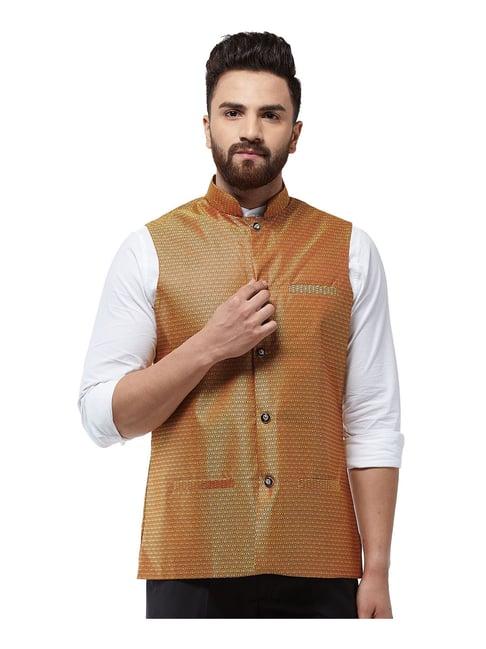 sojanya mustard self print nehru jacket