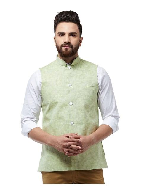 sojanya green textured nehru jacket