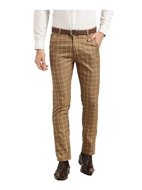 sojanya khaki & off white checks trousers