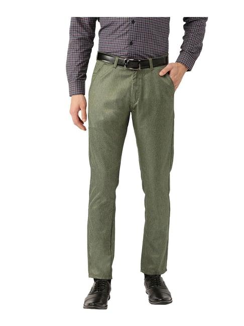 sojanya green regular slim fit trousers