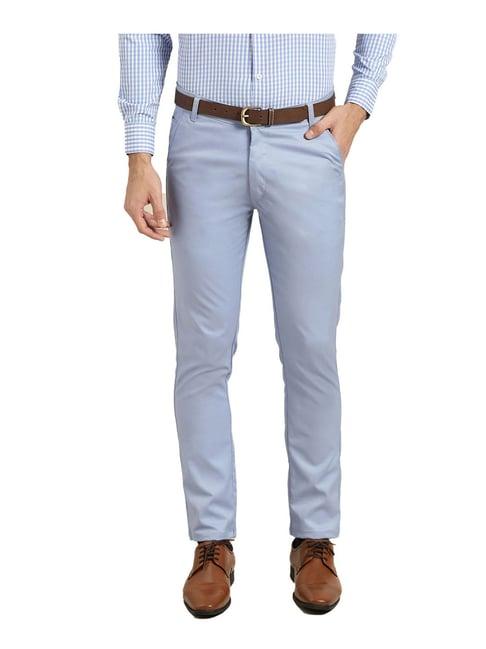 sojanya blue regular slim fit trousers