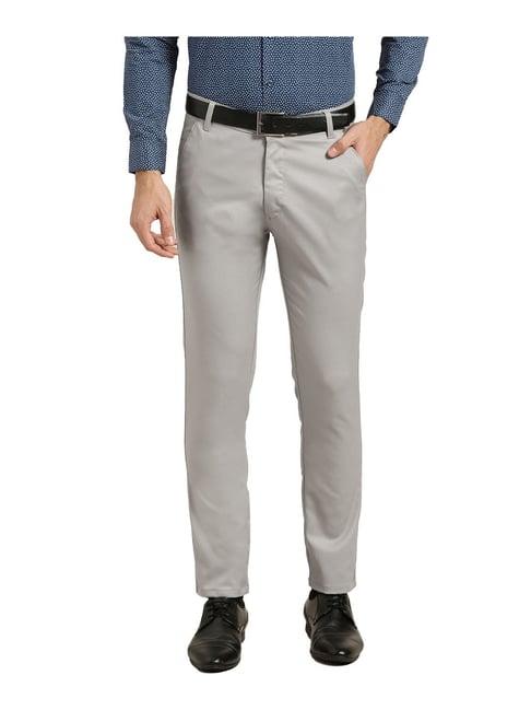 sojanya grey regular slim fit trousers