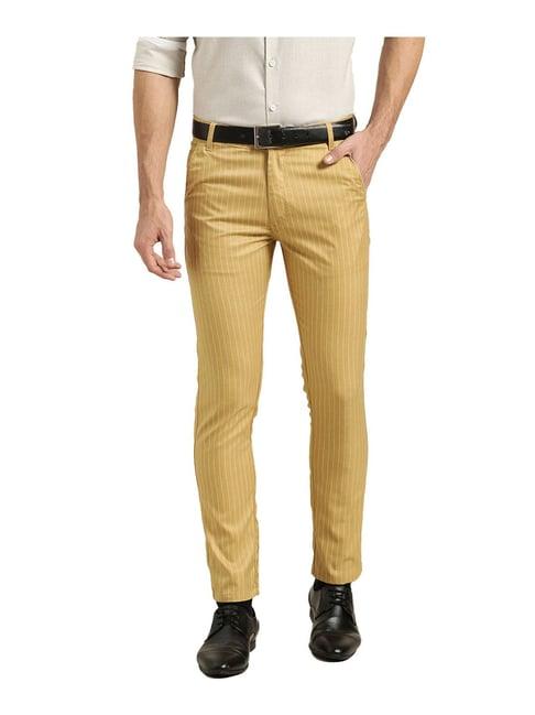 sojanya gold & off white striped trousers