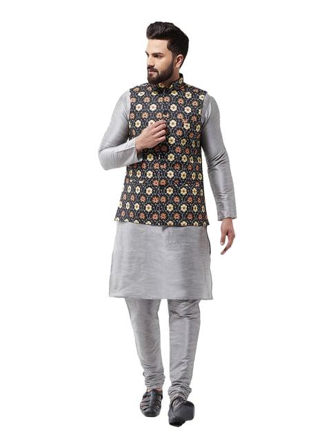 sojanya grey & black printed suit