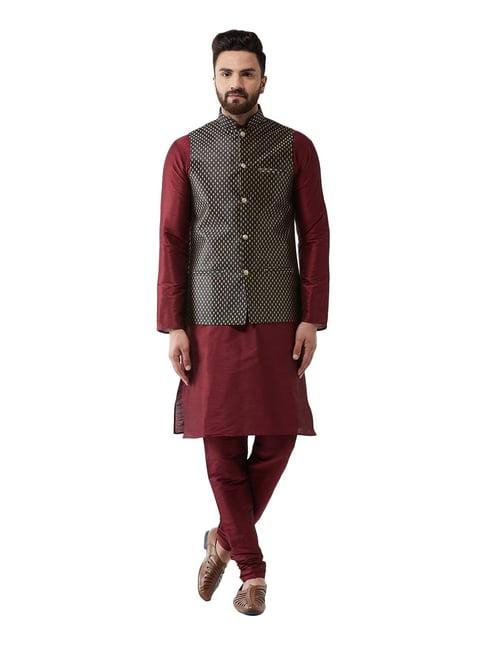 sojanya maroon & black printed suit