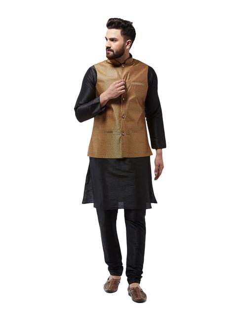 sojanya black & copper self print suit