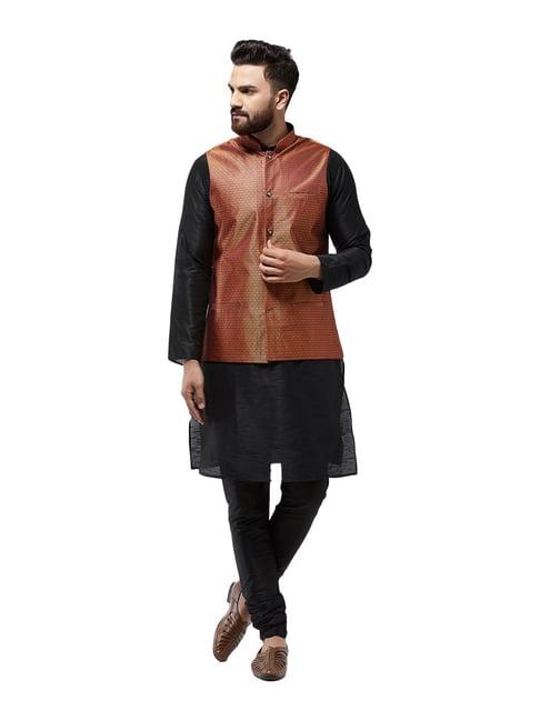 sojanya black & rust self print suit