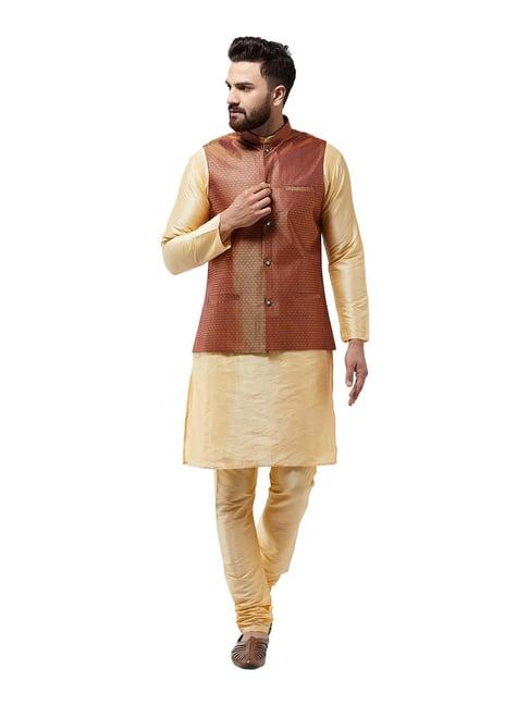 sojanya gold & rust self print suit