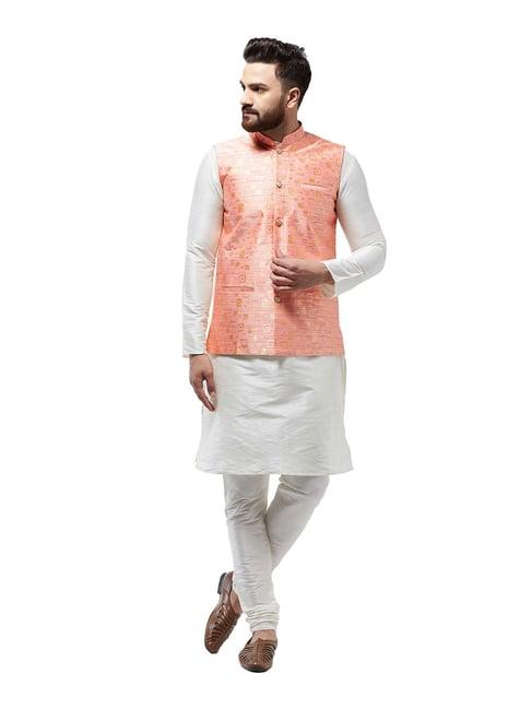 sojanya off white & peach printed suit