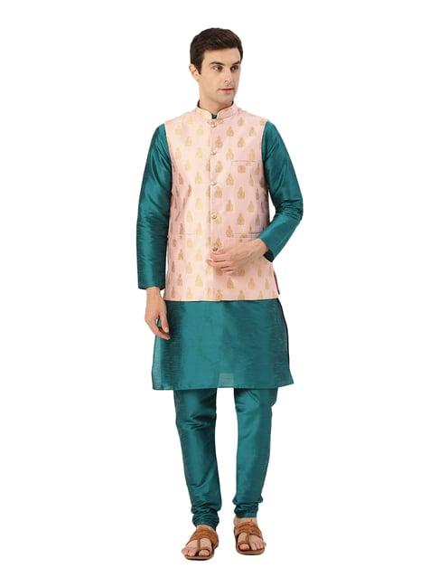 sojanya teal green & pink printed suit