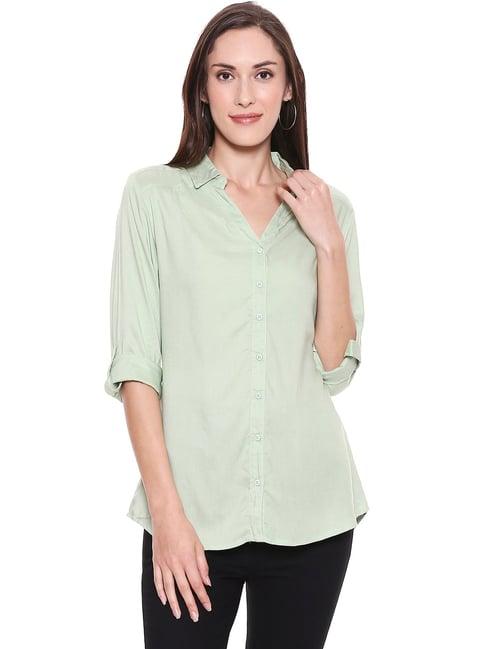 recap mint green regular fit shirt