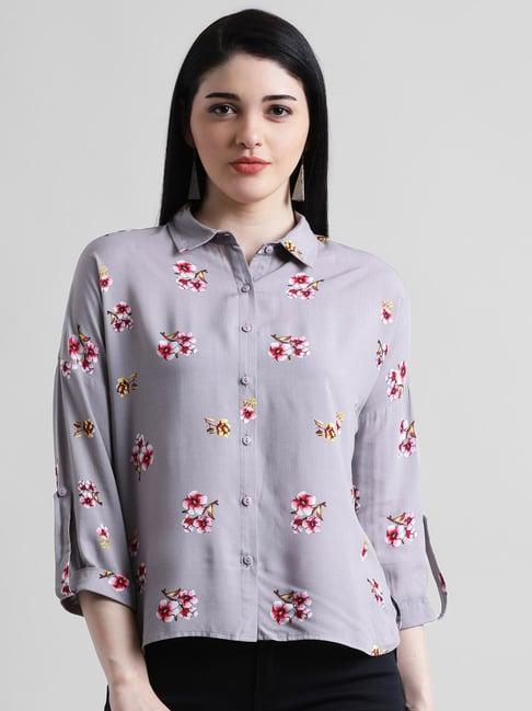 zink london grey floral print shirt