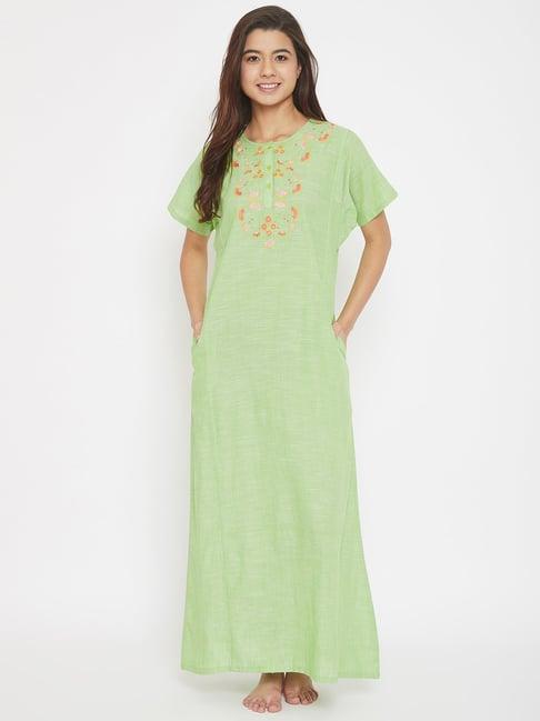 the kaftan company light green embroidered nighty