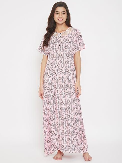 the kaftan company pink floral print nighty