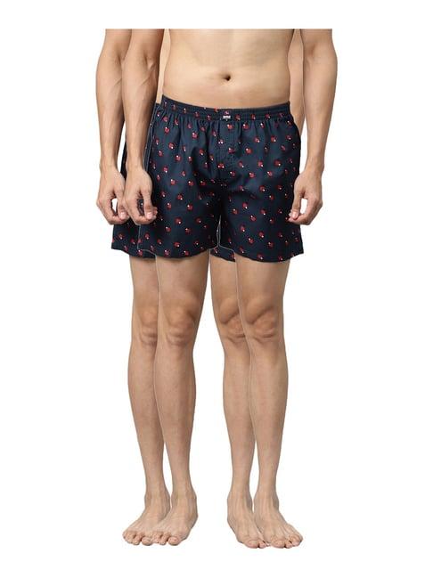 underjeans by spykar navy printed boxers - pack of 2