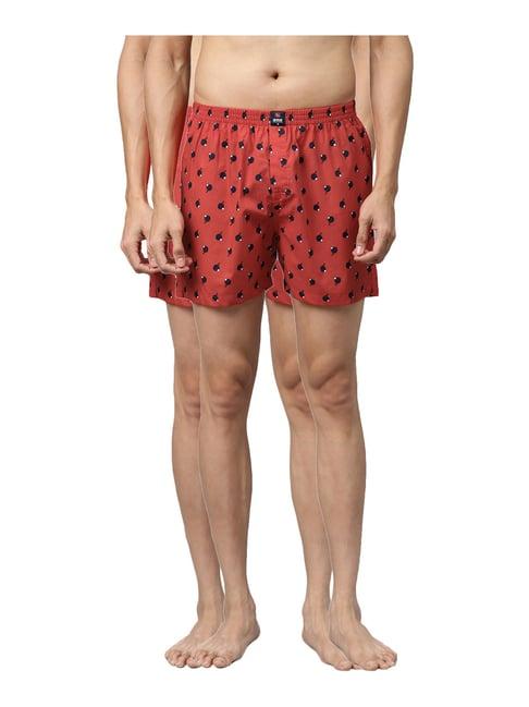 underjeans by spykar red printed boxers - pack of 2