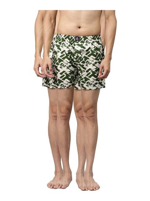 underjeans by spykar green printed boxers - pack of 2