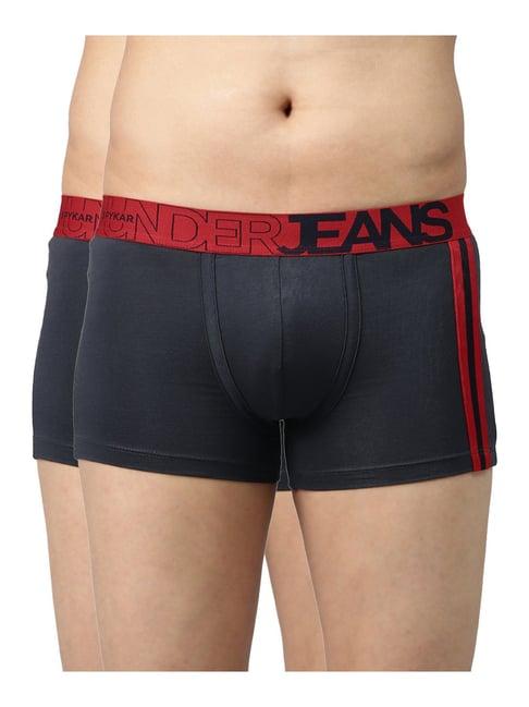 underjeans by spykar charcoal trunks - pack of 2