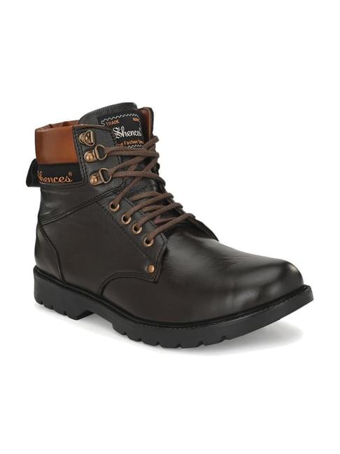 shences men's coffee brown casual boots