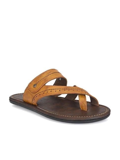 shences men's tan cross strap sandals