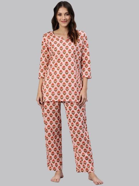 divena pink printed top & pant set