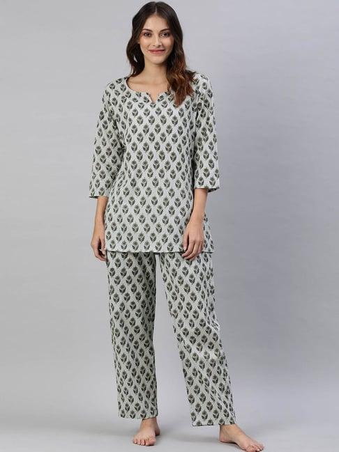 divena grey printed top & pant set