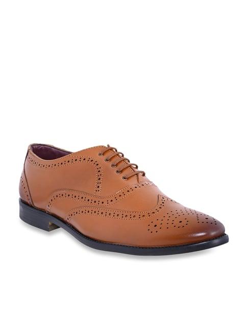 carlton london men's tan brogue shoes