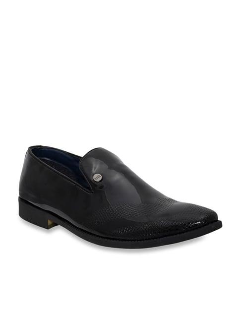 carlton london men's jet black formal slip-ons