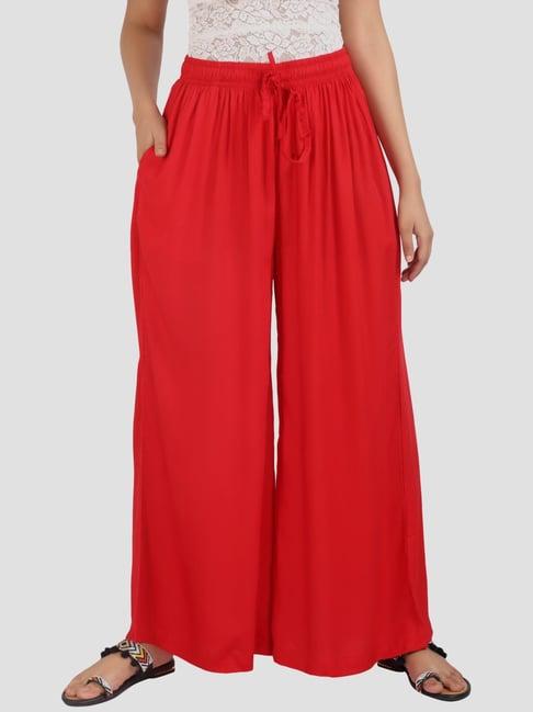 cotton culture red regular fit palazzos