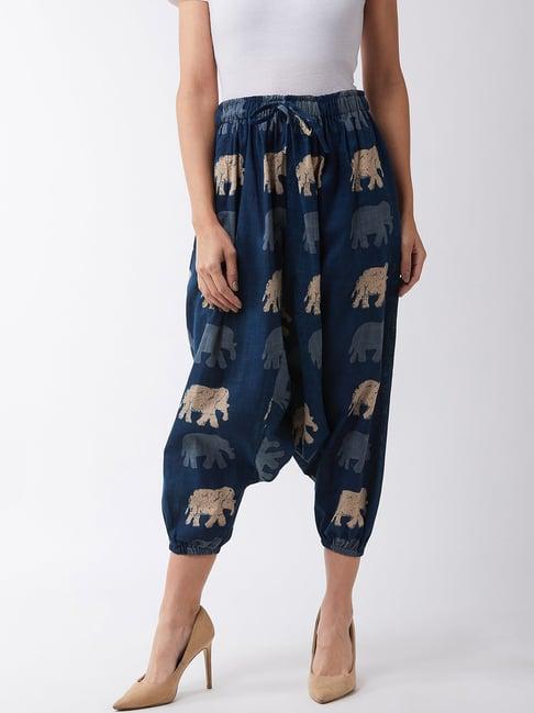 inweave blue cotton printed dhoti pants